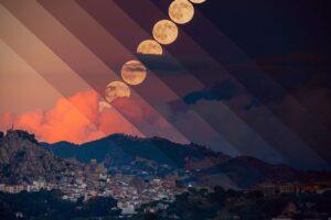 Witness the Stunning Harvest Moon Illuminating Erupting Mount Etna on 1st October